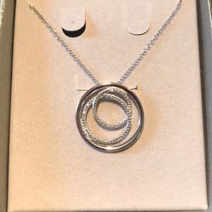 Sterling silver 3 circle diamond accent pendant